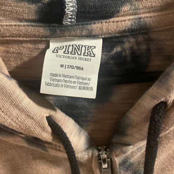 Victoria’s Secret Pink Brand Summer Lounge Full Zip Down Brown and Black Tie Dye - Picture 6 of 7